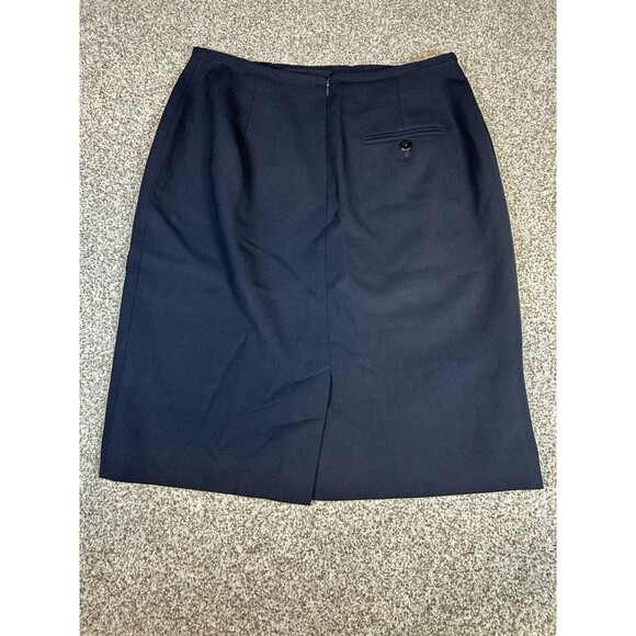 Vintage 90s  Ralph Lauren Women's Skirt Navy 100% Wool Made in USA Size 10 - Picture 2 of 5